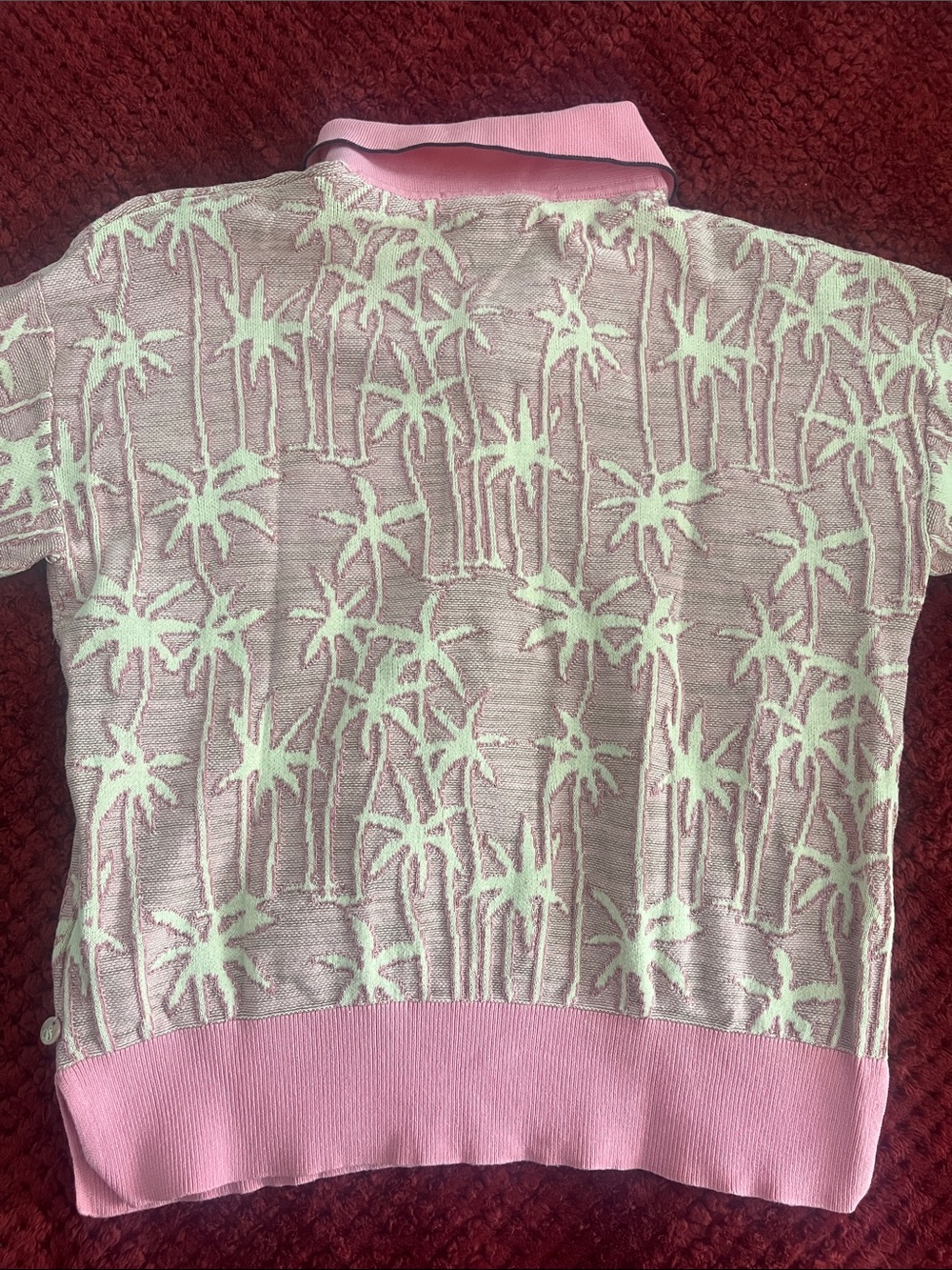 Scotch & Soda Pink Polo with Cream Palm Print - Picture 4 of 4